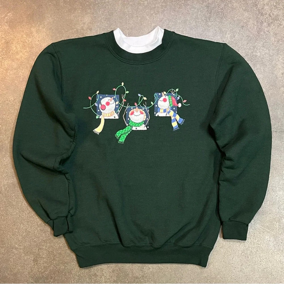 Vintage Day Breeze Granny-Core Snowman Sweatshirt Pullover - Picture 1 of 8